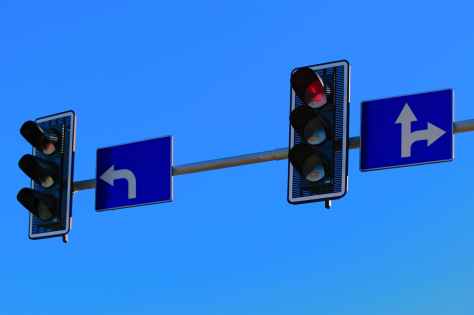 traffic lights with red light on